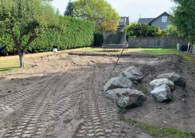 the empty yard before